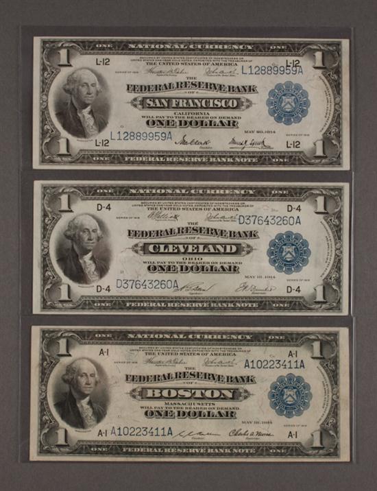 Three United States $1.00 Federal