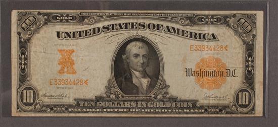 United States 10 00 Gold Certificate 138436