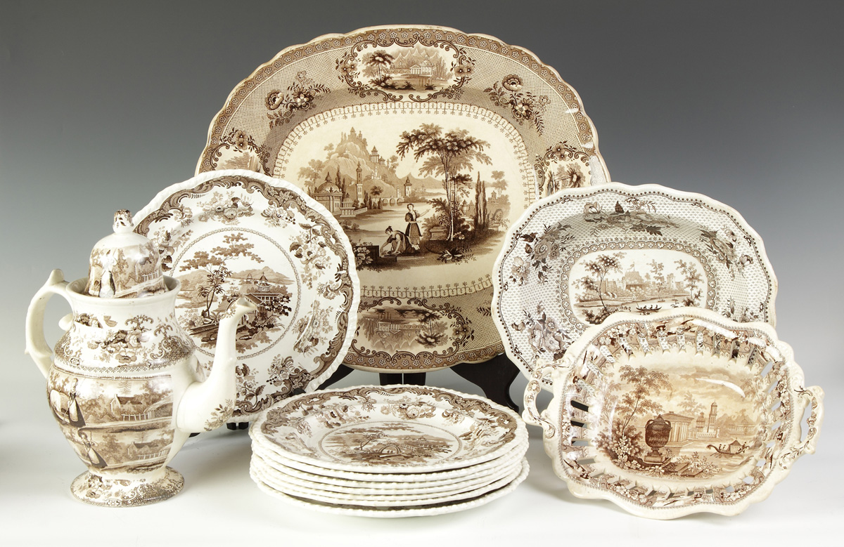 Group of 19th Cent Brown Transferware 138446