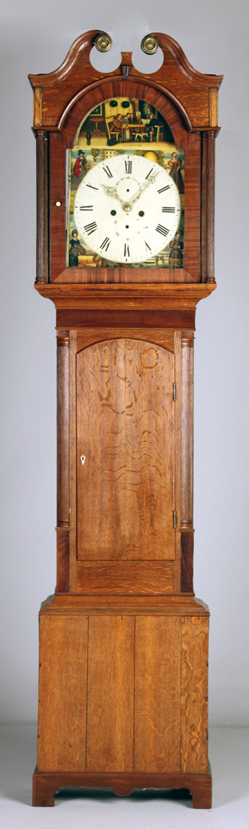 English Oak Tall Case Clock Broken arch