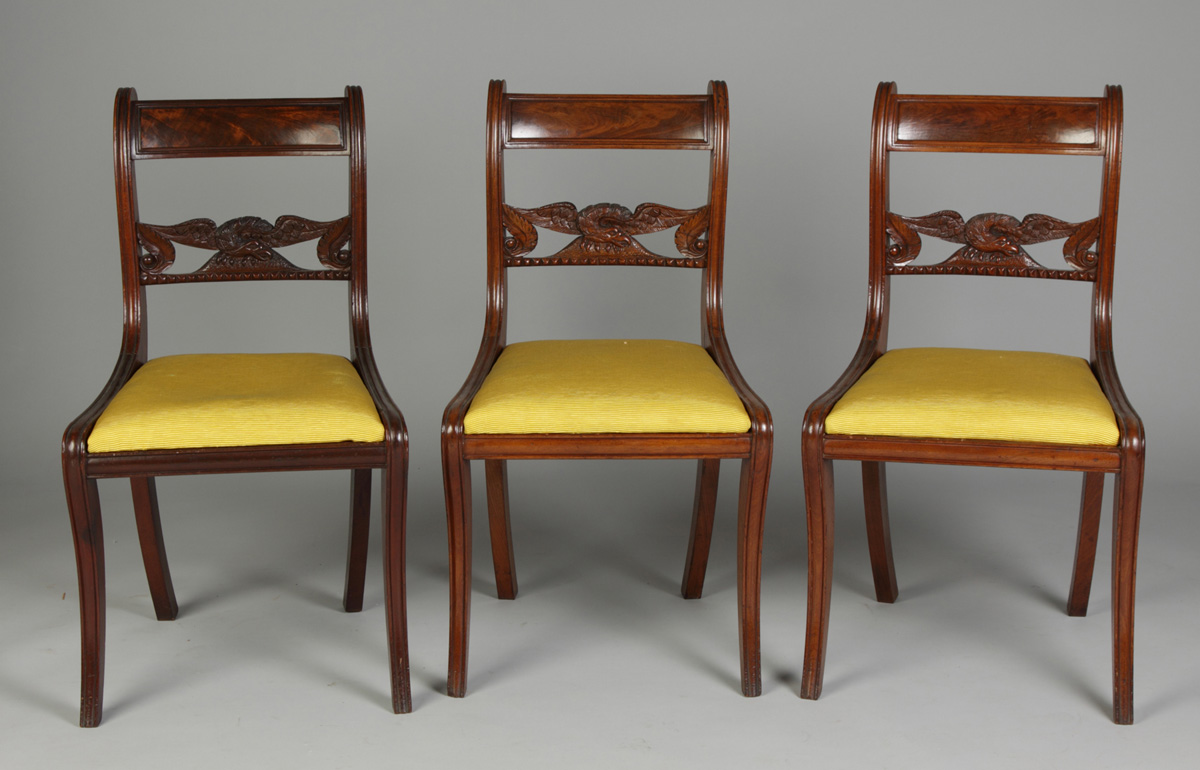 3 Period Side Chairs w Carved Eagle 13847b