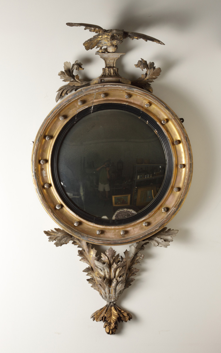 Carved Convex Mirror w/Eagle &