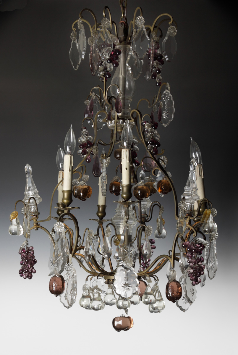 Crystal Chandelier w grapes apples 1384b9