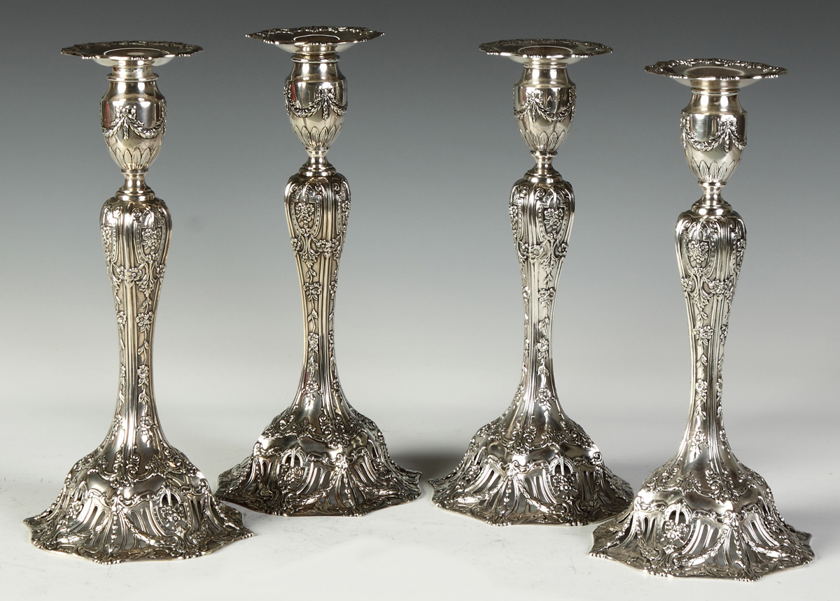19th Cent. Sterling Silver Candlesticks