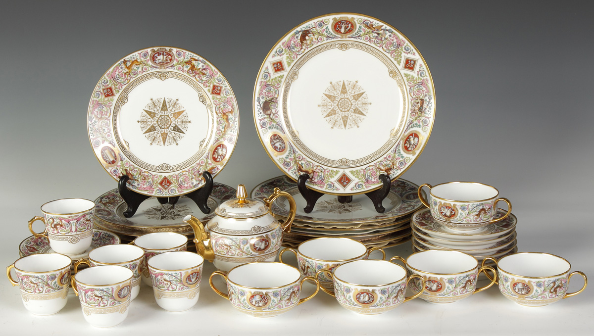 Sevres Luncheon Set Service for 6 Boullion