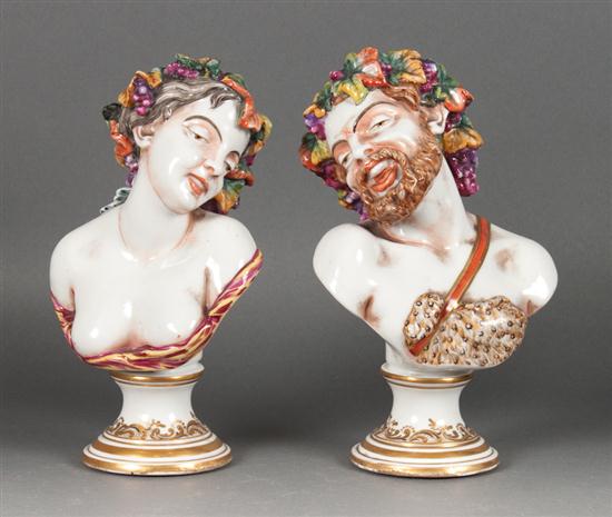 Pair of Capodimonte porcelain busts 13857a