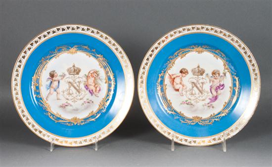 Pair of Sevres porcelain cabinet