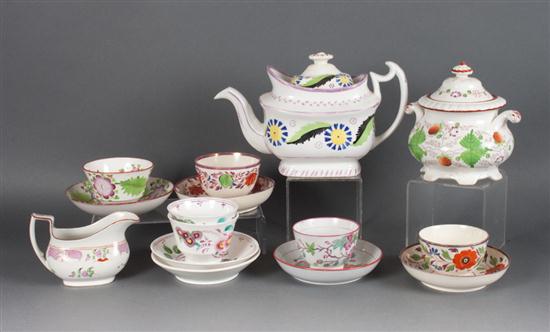 Nine assorted Staffordshire teaware