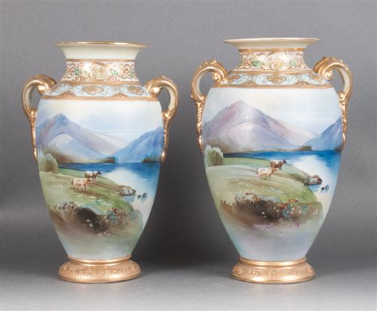Pair of Nippon paint decorated 1385dc