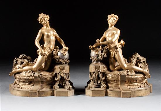 Pair of French Rococo style gilt 13862f
