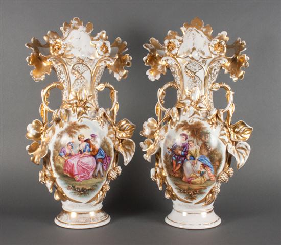 Pair of Porcelain de Paris painted and