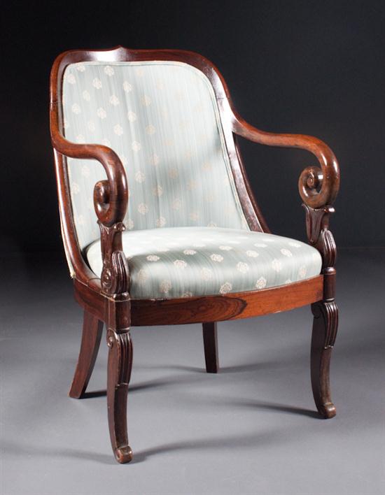 Charles X carved rosewood upholstered