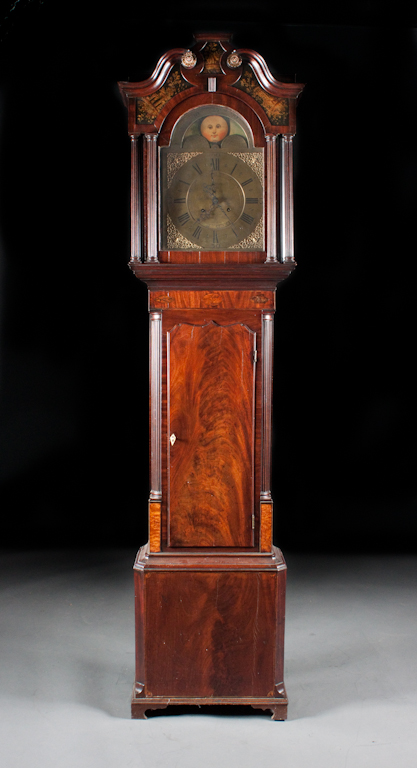 George III inlaid mahogany tall case