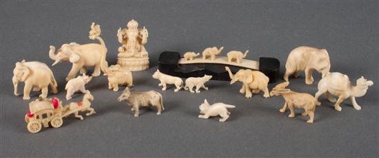 Assorted carved ivory and bone