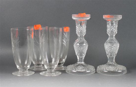 Pair of Waterford cut crystal candlesticks