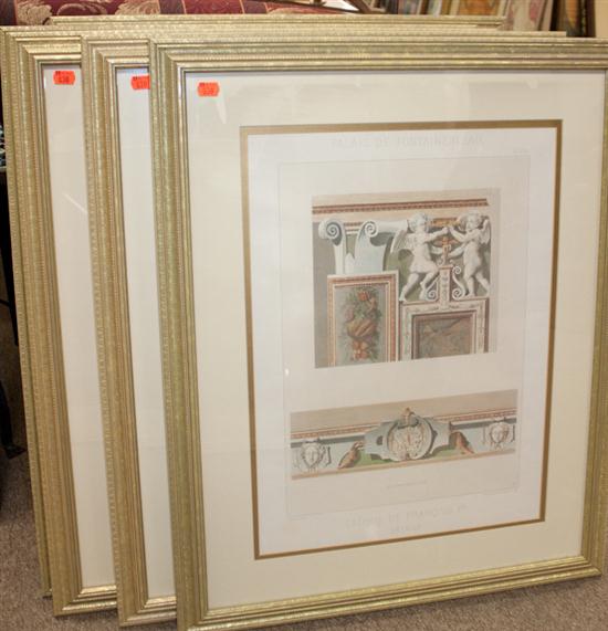 Five framed architectural prints