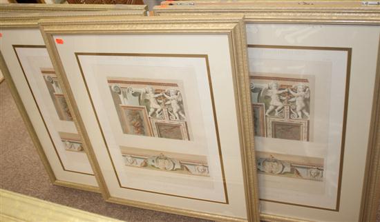 Five framed architectural prints