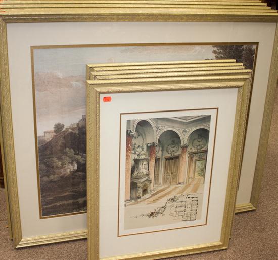 Five framed architectural prints 13877c