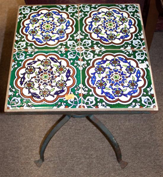 Pair of wrought-metal inlaid tile