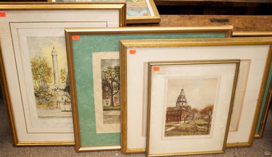 Five assorted Maryland-themed framed