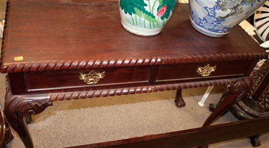 Chippendale style mahogany two-drawer