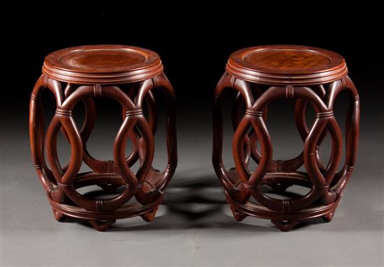 Pair of teakwood barrel form garden 1387ce