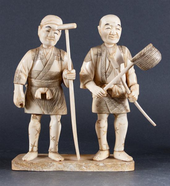 Japanese carved ivory figural group 136196