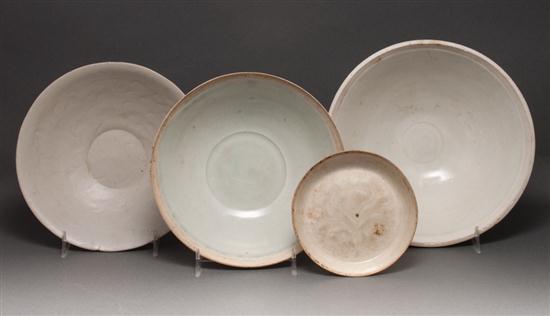 Four Chinese white glaze stoneware