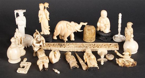 Assorted oriental ivory figures and