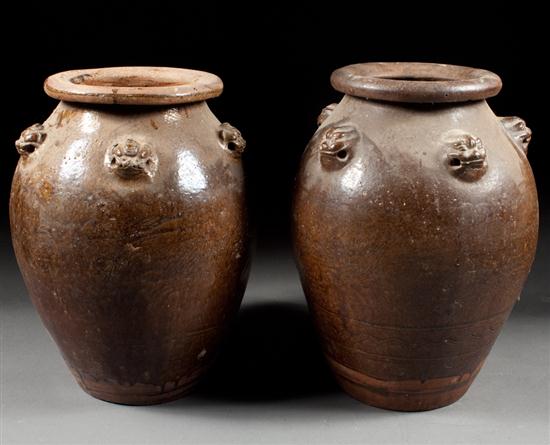 Pair of Chinese Archaic style earthenware