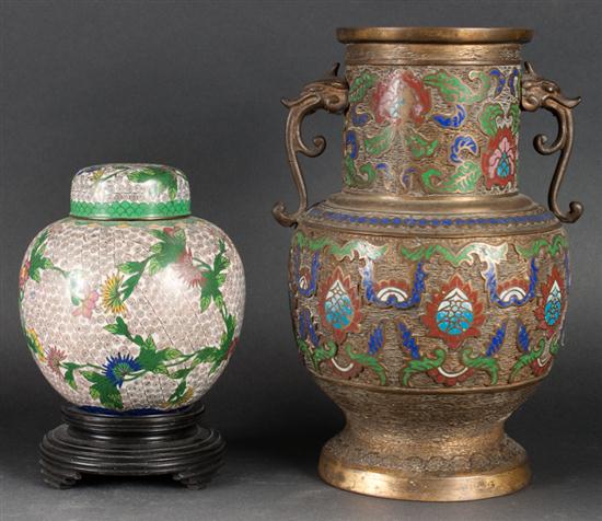 Chinese cloisonne ginger jar and a similar