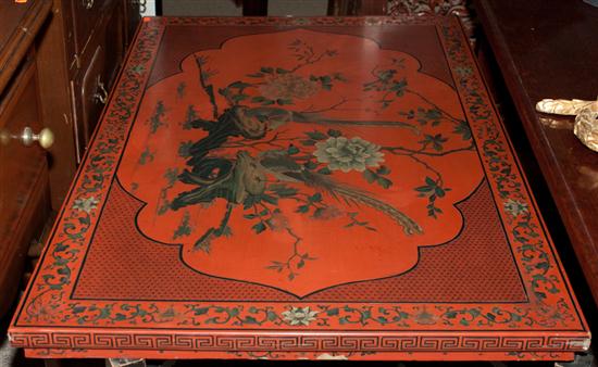 Chinese red lacquer low table top 136226