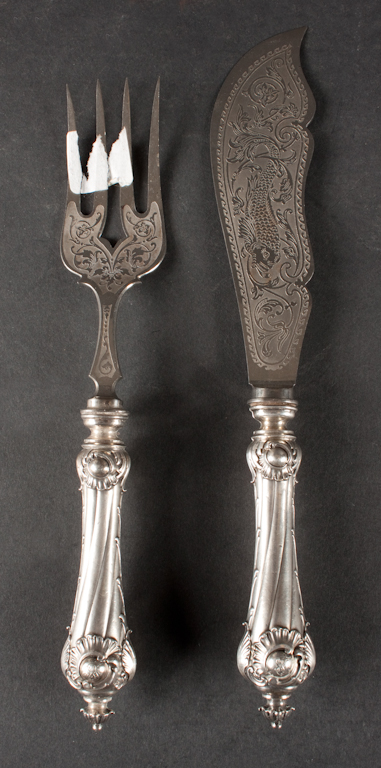 German silver two-piece fish serving