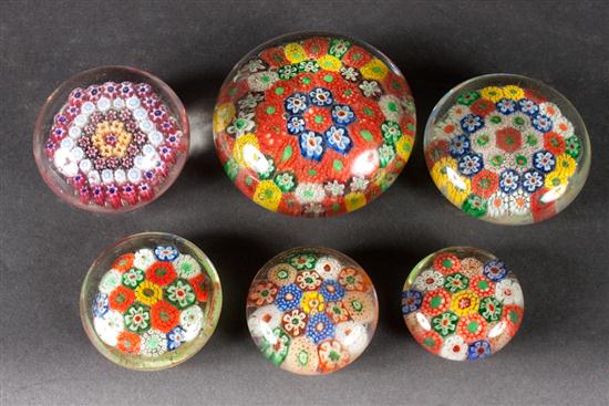 Six millefiori glass paperweights 13624d