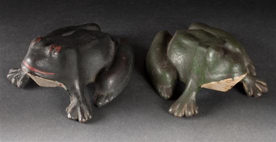 Pair of painted cast iron frog 136250