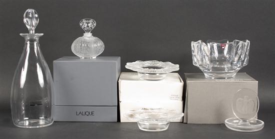 Group of 5 Lalique articles: pair
