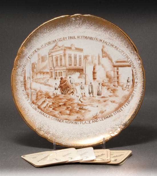 Transfer decorated plate commemorating 13626e