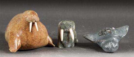 Two Inuit carved soapstone and 13627e