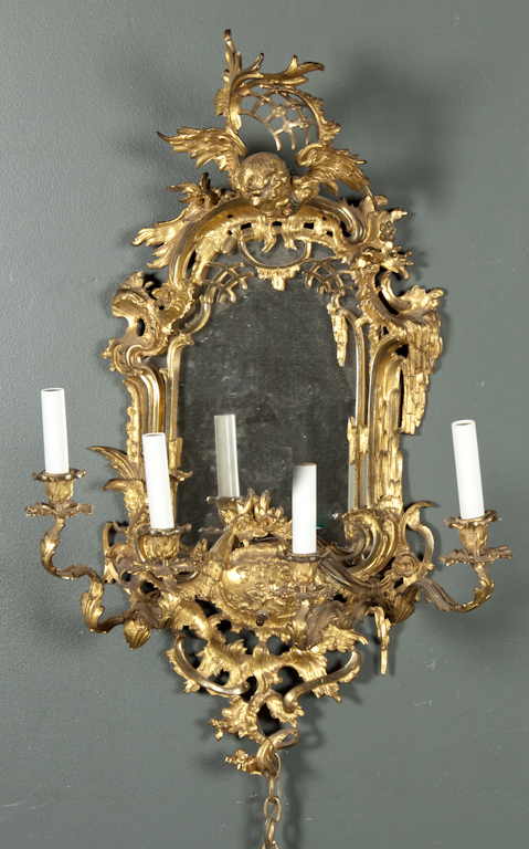 Rococo style gilt-metal four-light