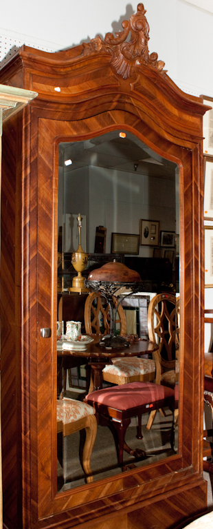 French walnut armoire with beveled