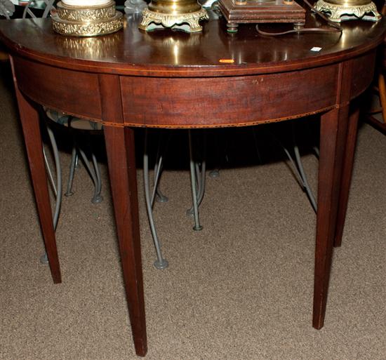 Federal style inlaid mahogany demilune