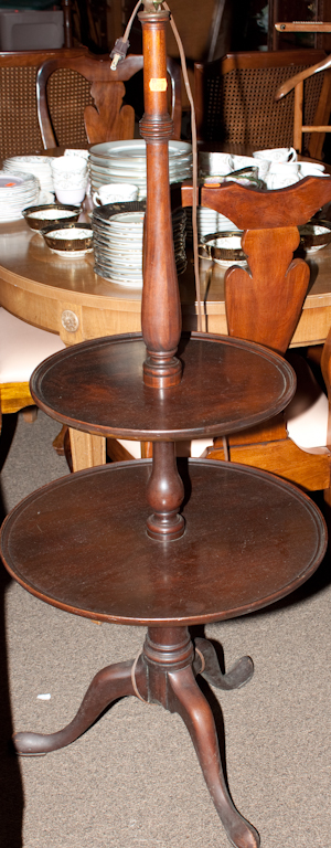 Queen Anne style mahogany two-tier