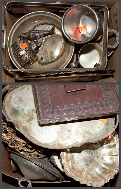Large assortment of silver-plated