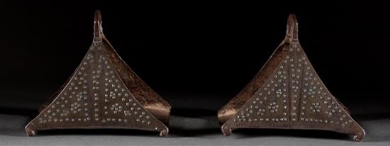 Pair of Middle Eastern brass inlaid 13642d