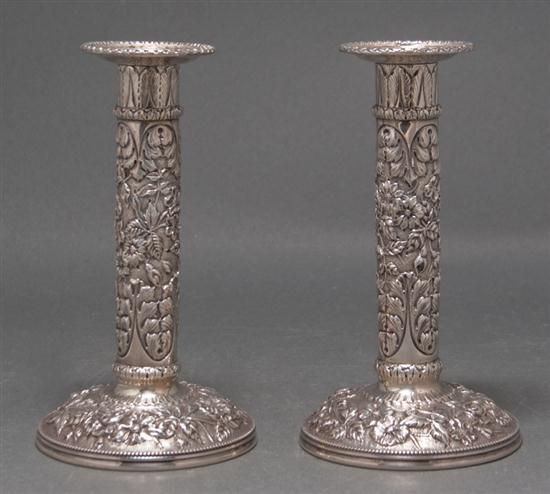Pair of American repousse sterling 136489