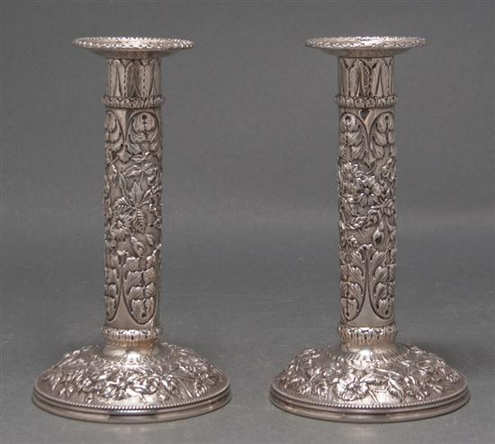 Pair of American repousse sterling