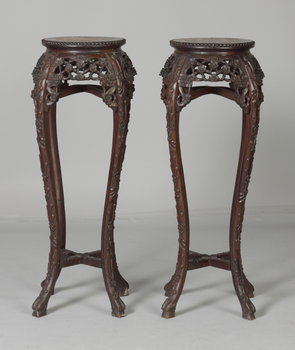 Pair of Chinese Export Carved Teakwood 136594