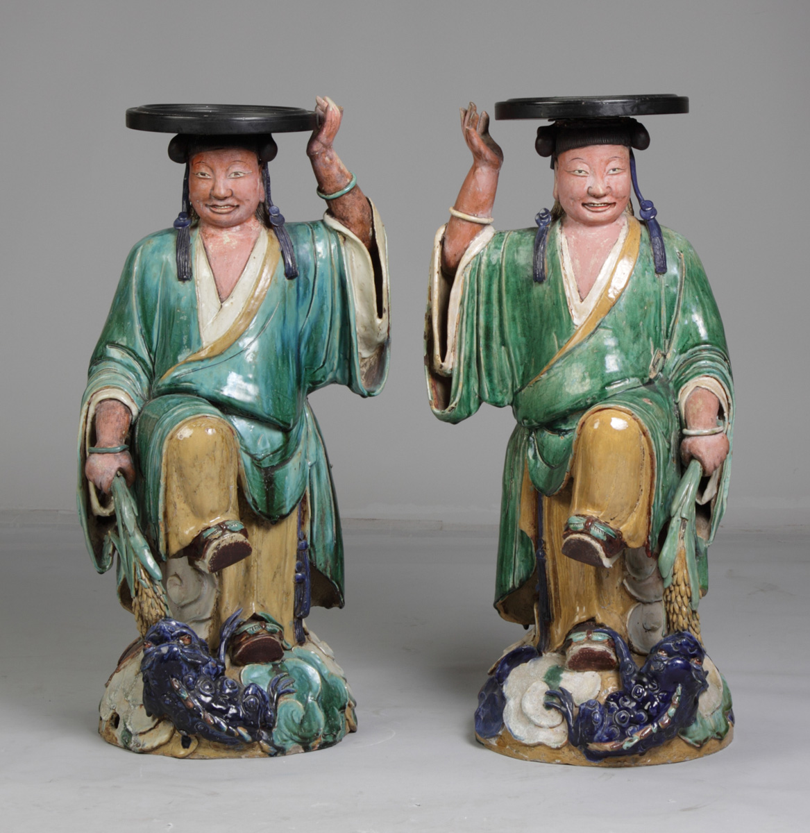 A Pair of Chinese Pottery Sancai 13658e