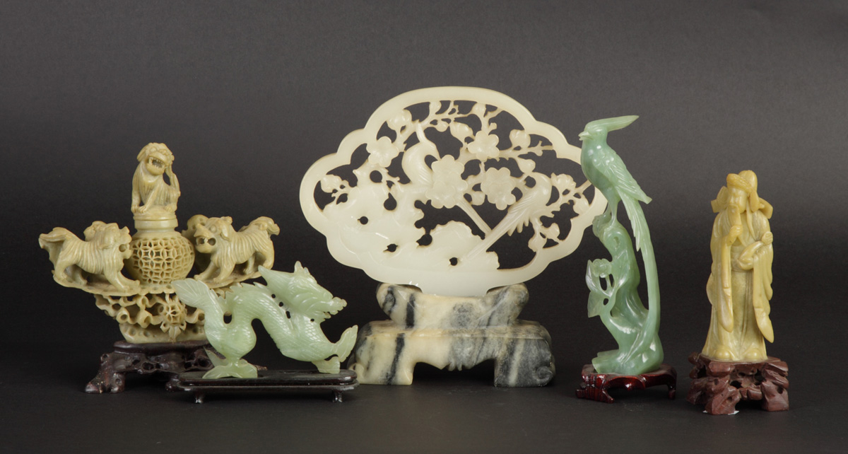 Group of 5 Asian Jade & Alabaster