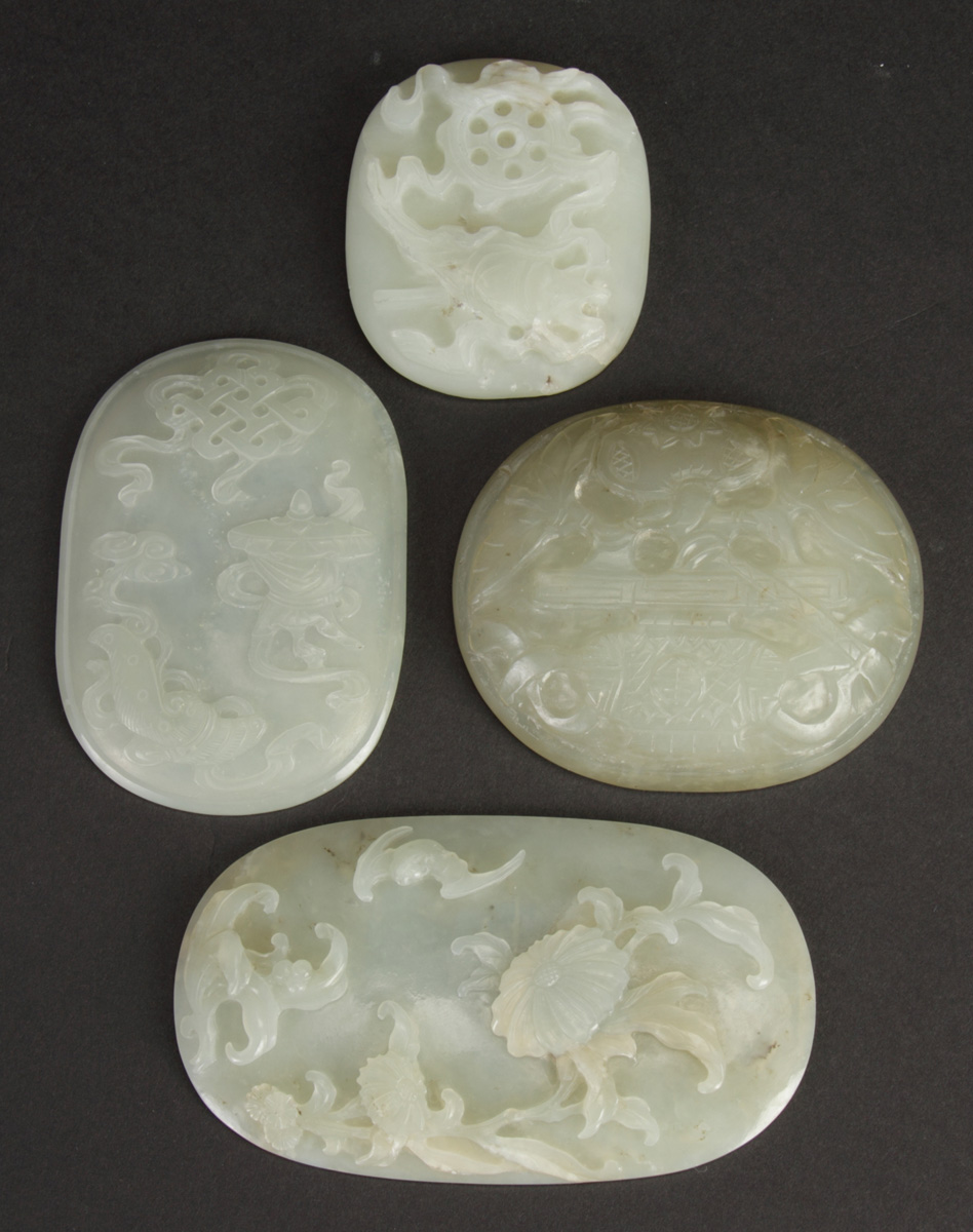 4 Chinese Carved White Jade Plaques 1365a5